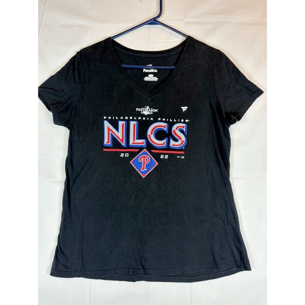 Philadelphia Phillies Ladies T-shirt SS Fanatics VNeck 2022 NLCS Black Women’s L